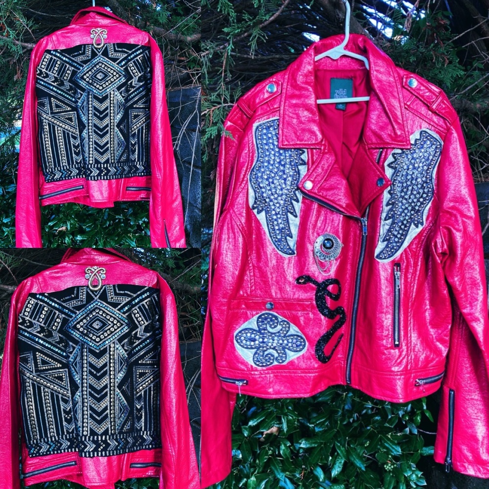 Custom Candy Apple Red Faux Leather Jacket